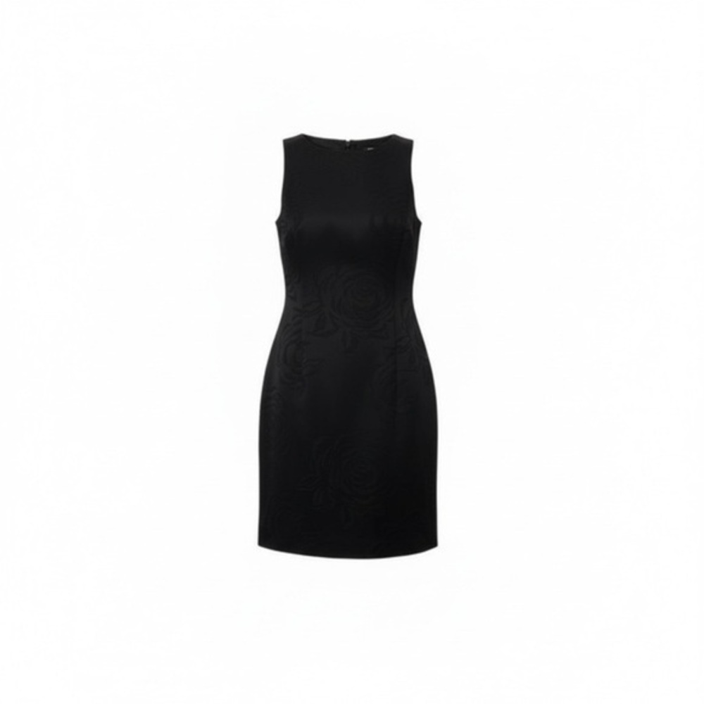 Hugo Buscatti Black Jacquard Sleeveless Dress – Size 12